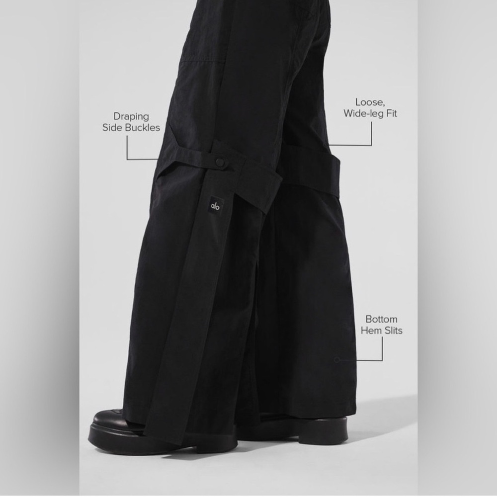 Alo Voyager pant Trouser Black Wide-Leg Size XS - Picture 2 of 7